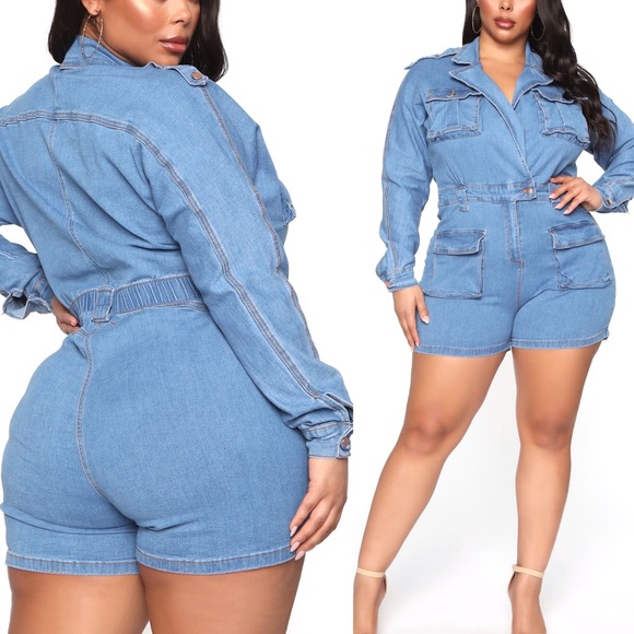 Fashion Nova Pants - Precious cargo denim romper fashion nova